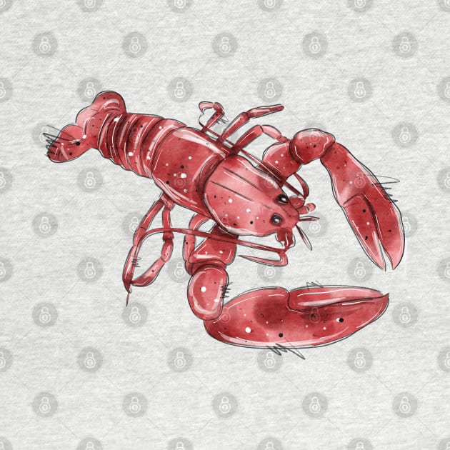 Crawfish .Watercolor illustration by HJstudioDesigns